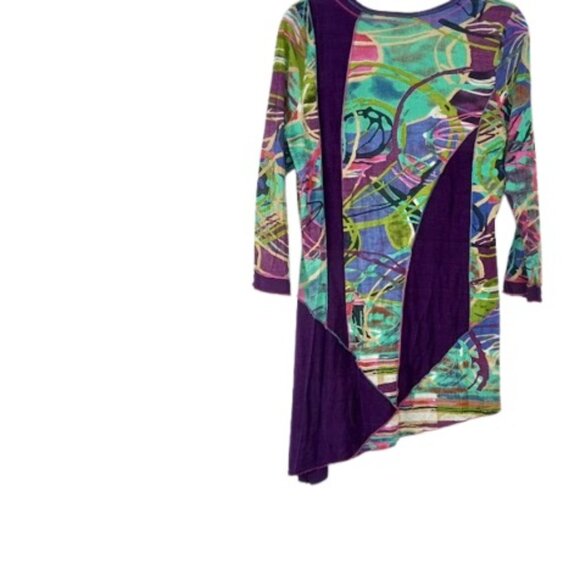 Vintage Fresh Groove Womens Tunic Top  Mixed Media Boho Burnout M - Picture 3 of 3